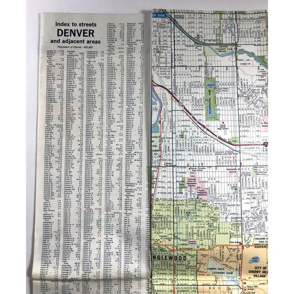 Vintage Chevron Street and Vicinity Map Denver - 1968 Edition - vn - Picture 3 of 4